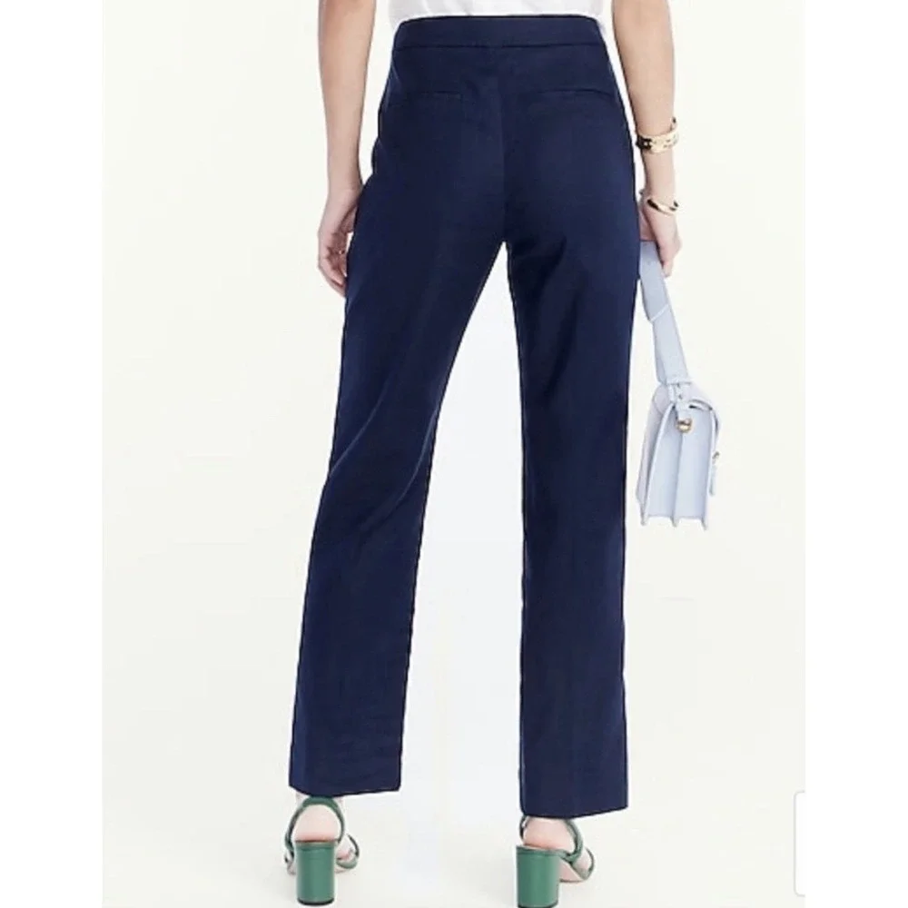 J. Crew Kate Linen Blend‎ Pants Trousers Straight Career Navy Blue Nautical Sz 2 - Picture 16 of 16